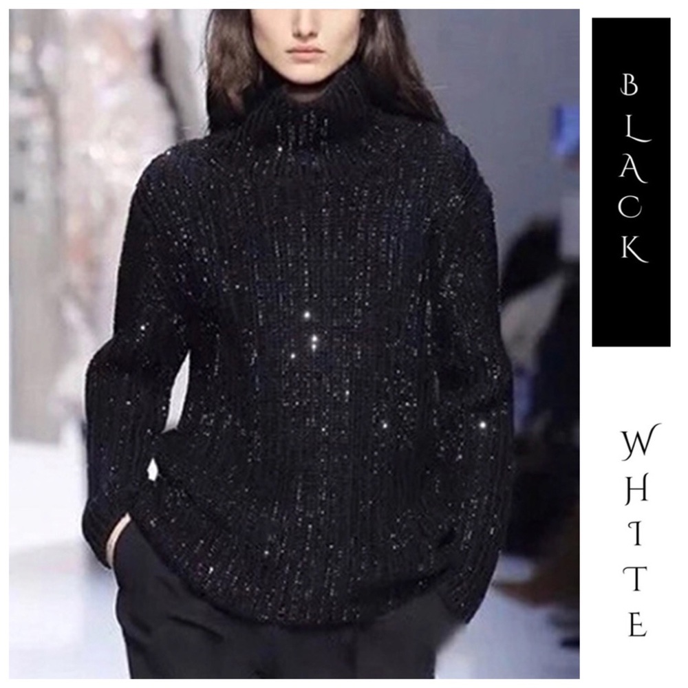 Metallic Sequin Turtleneck Sweater The Kenzi